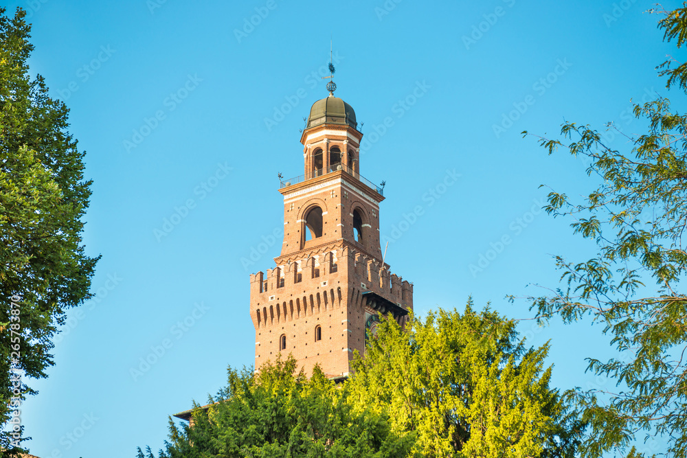 Central tower of Sforza Castle in Milan