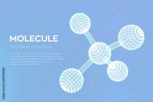 Molecule Structure. Dna, atom, neurons. Molecules and chemical formulas. 3D Scientific molecule background for medicine, science, technology, chemistry, biology. Vector illustration.
