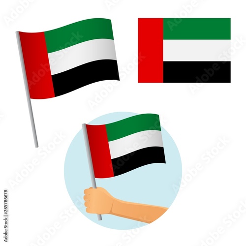 united arab emirates flag in hand