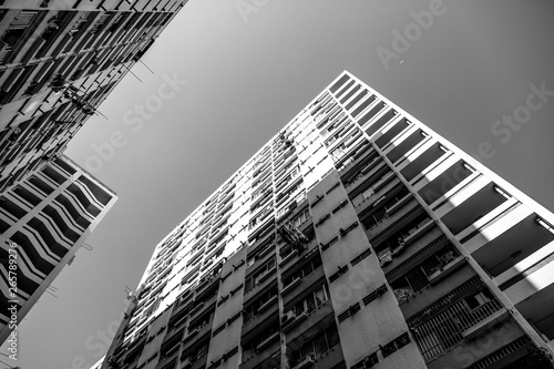 Photography Crowded housing of Hong Kong in black and white