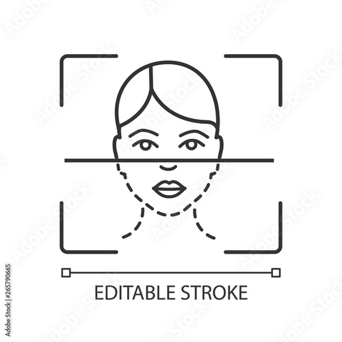 Face scanning process linear icon