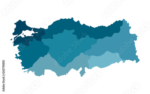 Wallpaper Mural Colorful vector isolated simplified map of Turkey regions