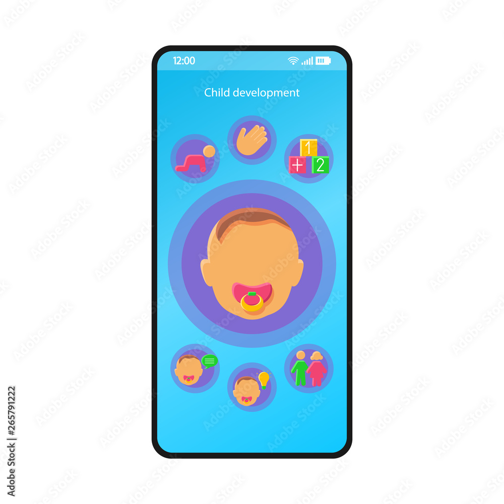 Child development smartphone interface vector template Child development smartphone interface vector template