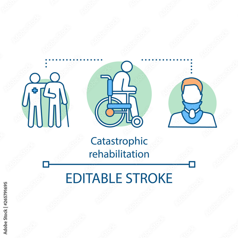 Catastrophic rehabilitation concept icon Catastrophic rehabilitation concept icon