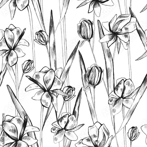 seamless floral pattern, white background