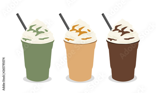 frappe menu - green tea,coffee,chocolate