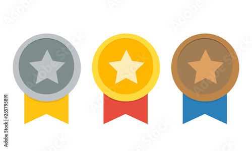 reward winner isolated on white background,gold,silver,bronze