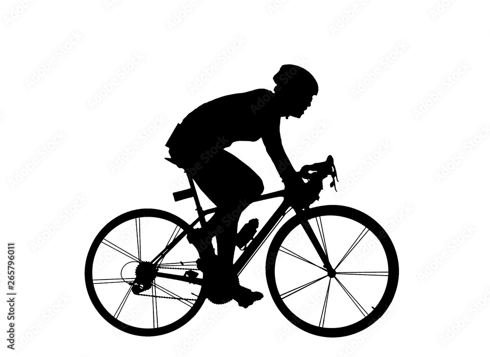 Obraz premium Cycling Silhouette on white background