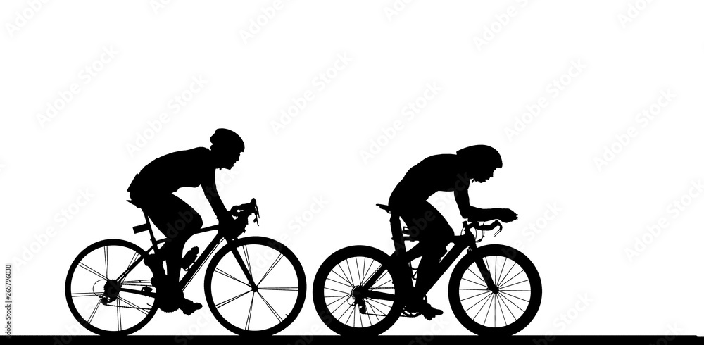Naklejka premium Cycling Silhouette on white background