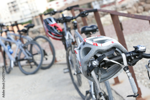 Close-up of a bike in the street