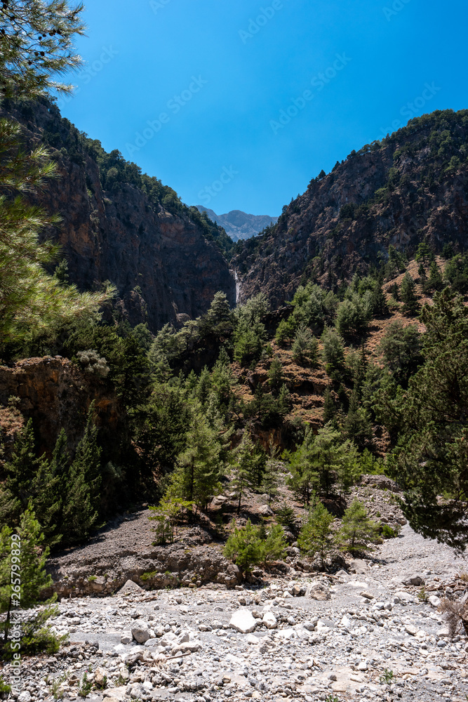 Summer natural views and landscape of the Samaria Gorge. Crete. Greece.