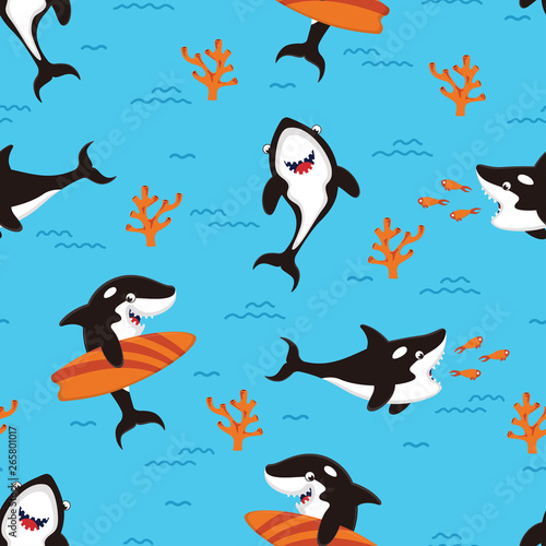 pattern with cartoon killer whales