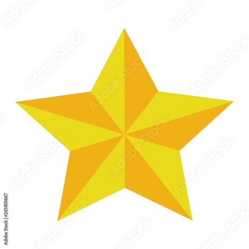 Single golden star shine isolated on white background. Vector illustration.