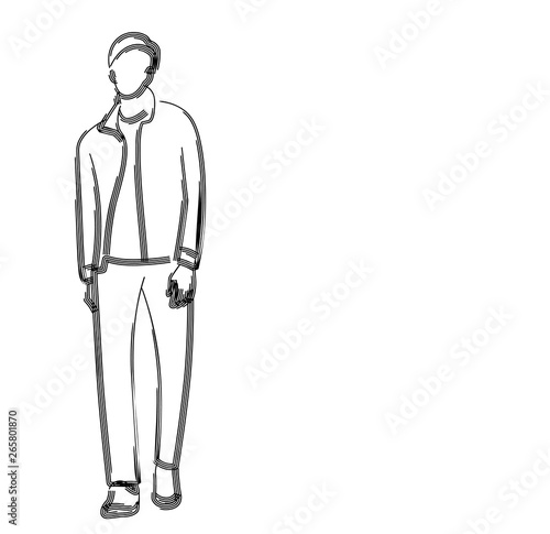 Businessman working character design, vector flat line art design. © Redshinestudio