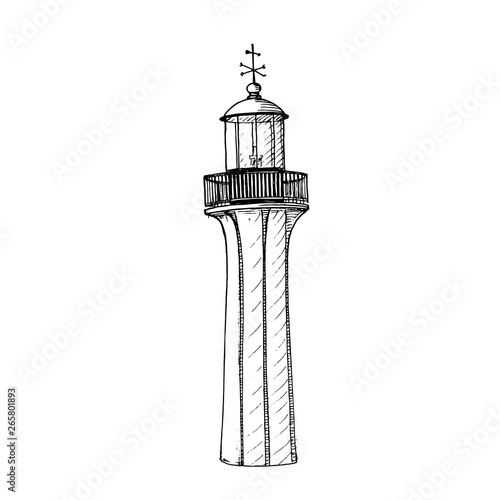 Retro Lighthouse logo template design. illustration. beacon, sea-light, pike, light tower, guiding light, seamark