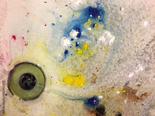 Paint draining down a sink