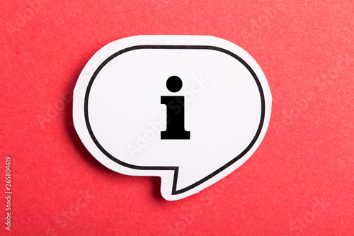 Information Sign Speech Bubble Isolated On Red Background