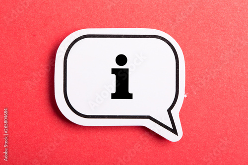 Information Sign Speech Bubble Isolated On Red Background