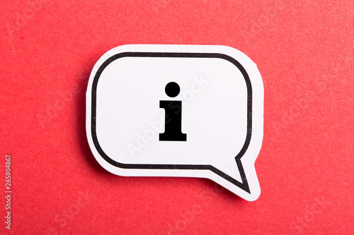 Information Sign Speech Bubble Isolated On Red Background