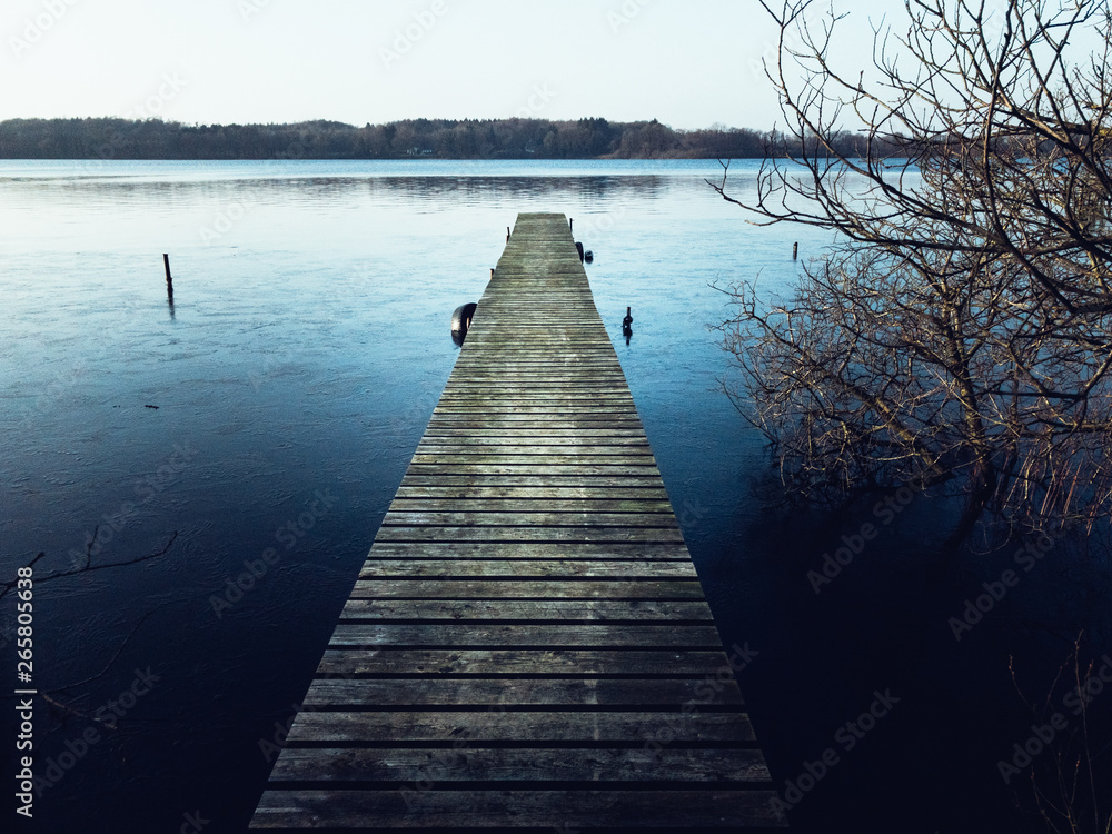 Wooden jetty on a lake