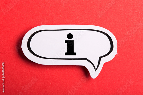 Information Sign Speech Bubble Isolated On Red Background