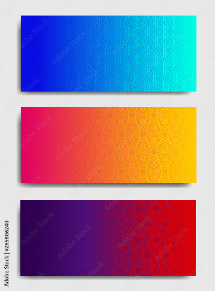 Colorful horizontal background templates. Trendy minimalistic geometric design.