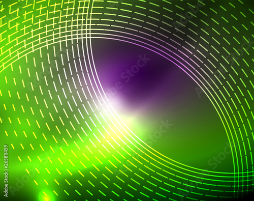 Neon circles abstract background