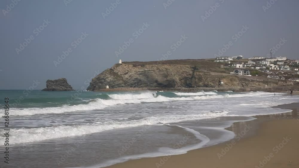 Portreath North Cornwall beach waves and sea on a beautiful day Portreath North Cornwall beach waves and sea on a beautiful day