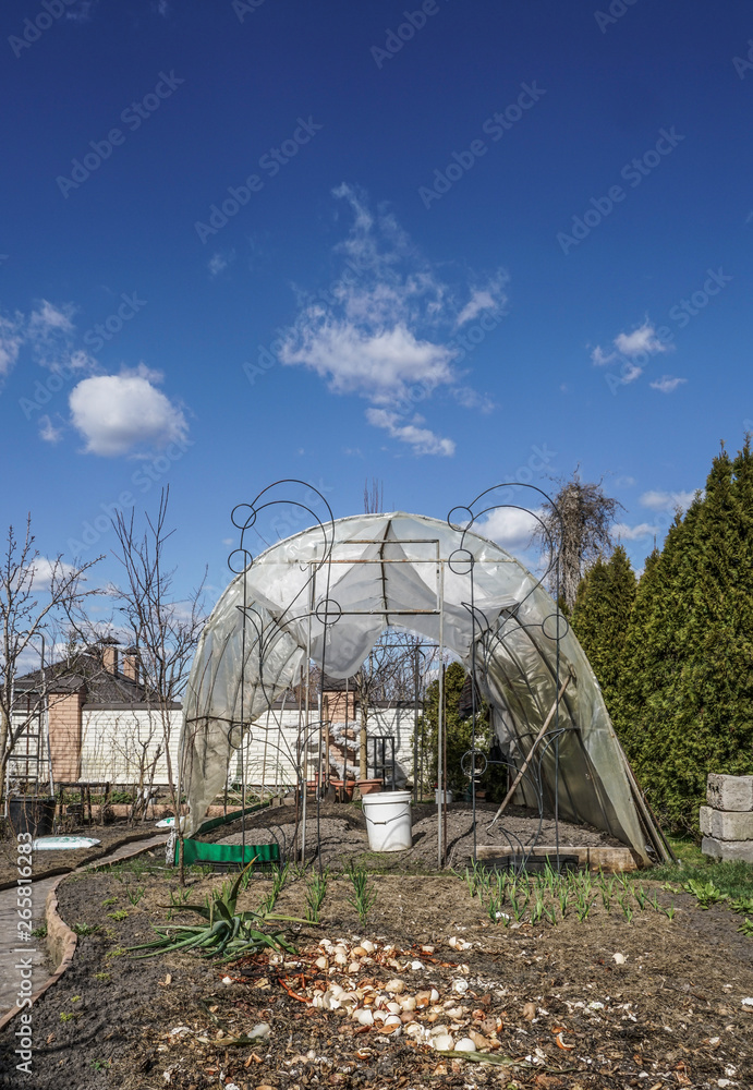 A green house preparing for planting on garden