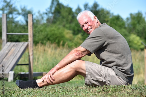 Stretching Army Senior Male Veteran