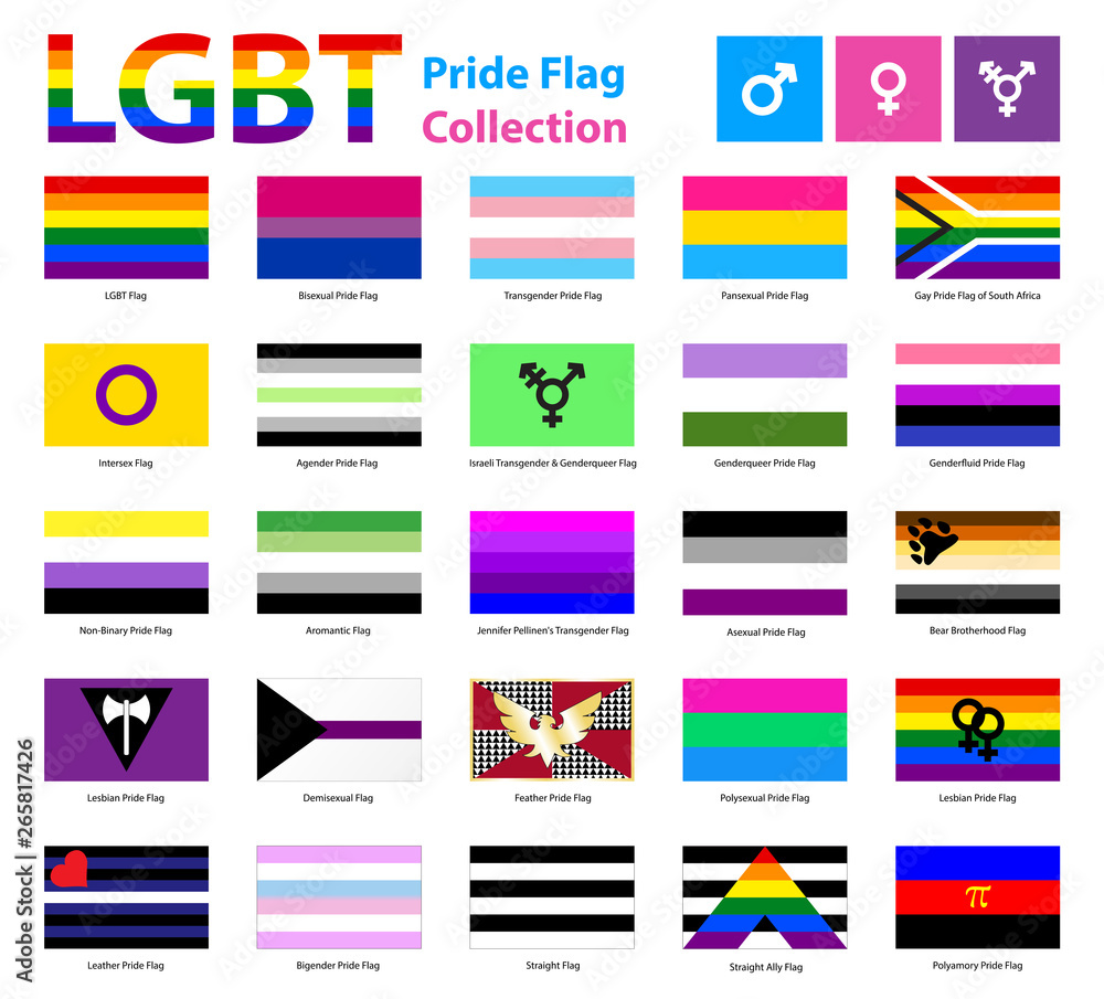 Lgbt Official Pride Flag Collection Lesbian Gay Bisexual And