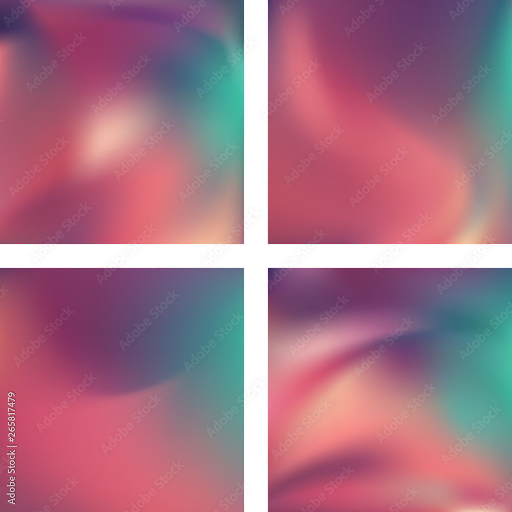 Set with abstract blurred backgrounds. Vector illustration. Modern geometrical backdrop. Abstract template. Pastel pink, green colors. Set with abstract blurred backgrounds. Vector illustration. Modern geometrical backdrop. Abstract template. Pastel pink, green colors.
