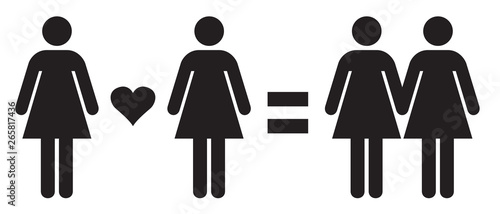 Women Love Women = Lesbian Couple Love in Vector Illustration. Homosexual Relationships.