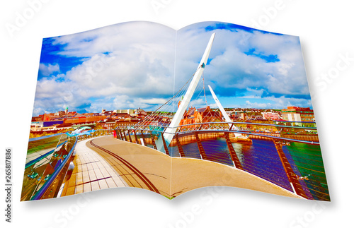 Urban skyline of Derry city (also called Londonderry) with the 