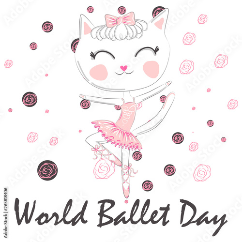 World Ballet Day, October. Young girl performing ballet dance conceptual
