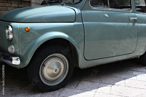 Italy: Detail of Old car.