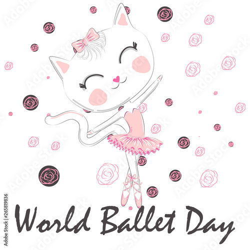 World Ballet Day, October. Young girl performing ballet dance conceptual