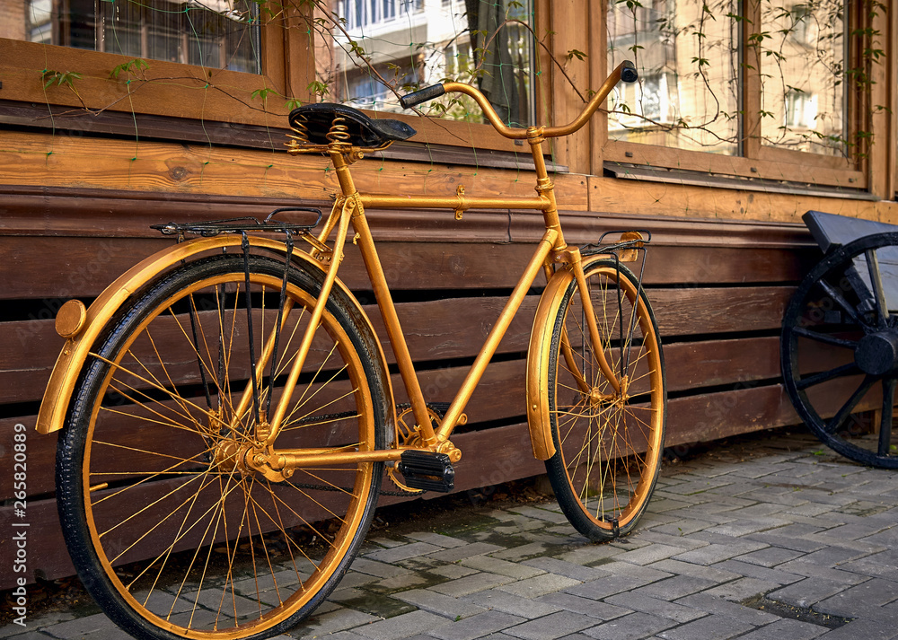 old vintage retro gold painted bike