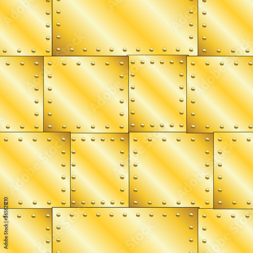 Seamless vector texture with riveted metal sheets. You can create the wallpaper with this pattern, color of elements can be changed as you want.