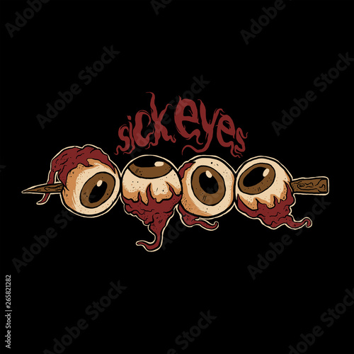 illustration of wood pierced eyes / traditional tattoo of eyeball