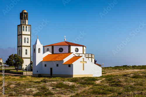 Church at Costa Nova a famous beach near Aveiro Centro Portugal. Church in the popular tourist resort of Costa Nova, Aveiro,  Portugal.