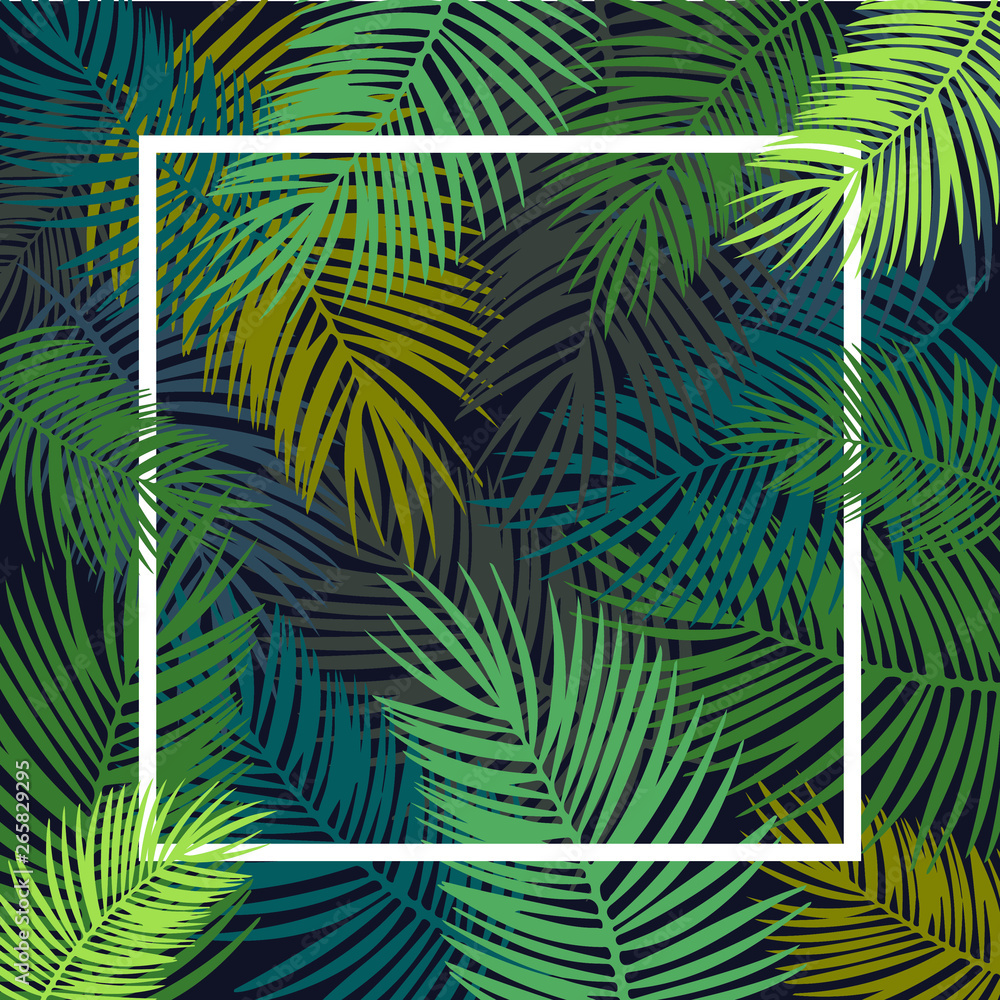 Tropical leaves background, flyer template, illustration Tropical leaves background, flyer template, illustration