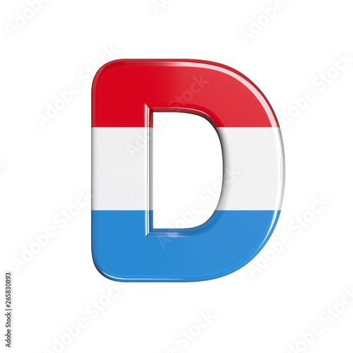 Free Download Luxembourg letter D - Capital 3d Luxembourgish flag font - suitable for Luxembourg, flag or finance related subjects - GFXLoad