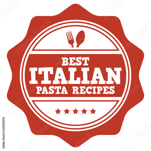 Italian Pasta Recipes. Vector Stamp.