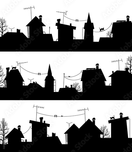 Сity rooftops.Сity silhouette.Architecture and building silouettes