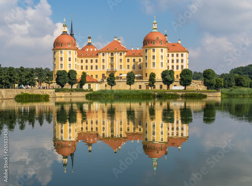 Moritzburg, Germany - about 13 kilometres northwest of Dresden, the Moritzburg Castle is a fine example of Baroque architecture and one of the most beautiful castles of Germany