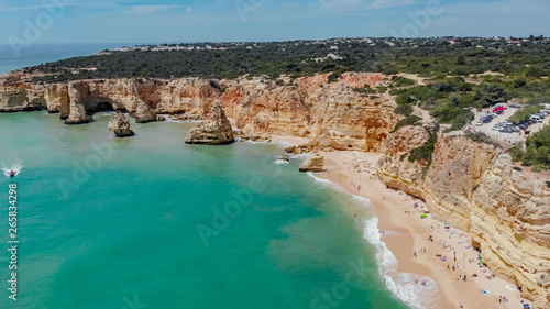 Vista da Praia da Marinha em Lagoa Algarve Portugal photo