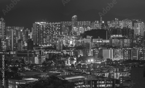 Hong Kong night view in Black and white