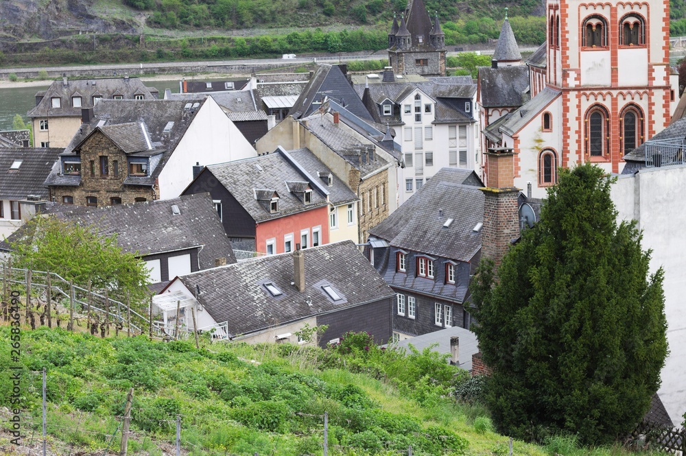 View of Bacharach from above (Germany, Europe)