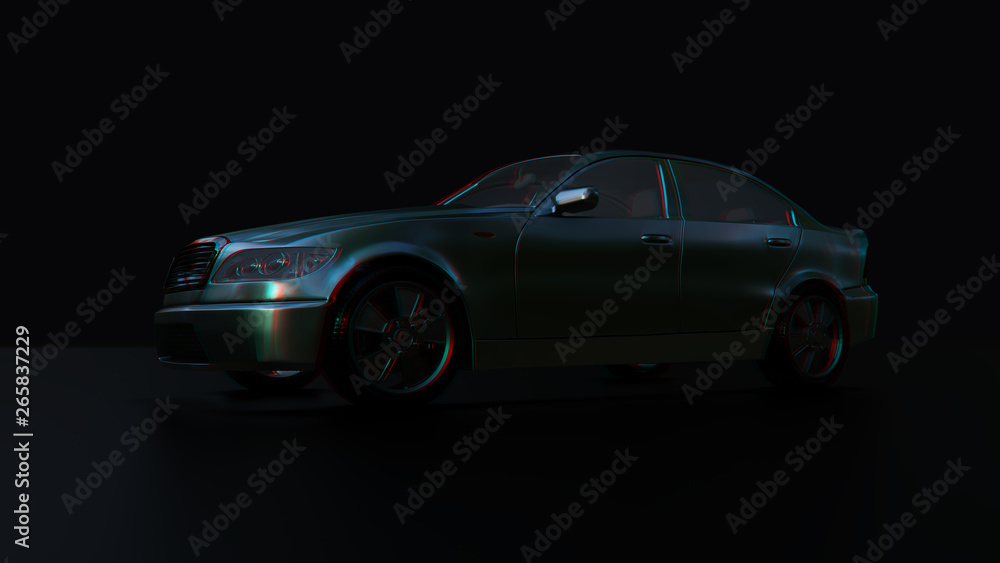 Modern sedan car on the dark background